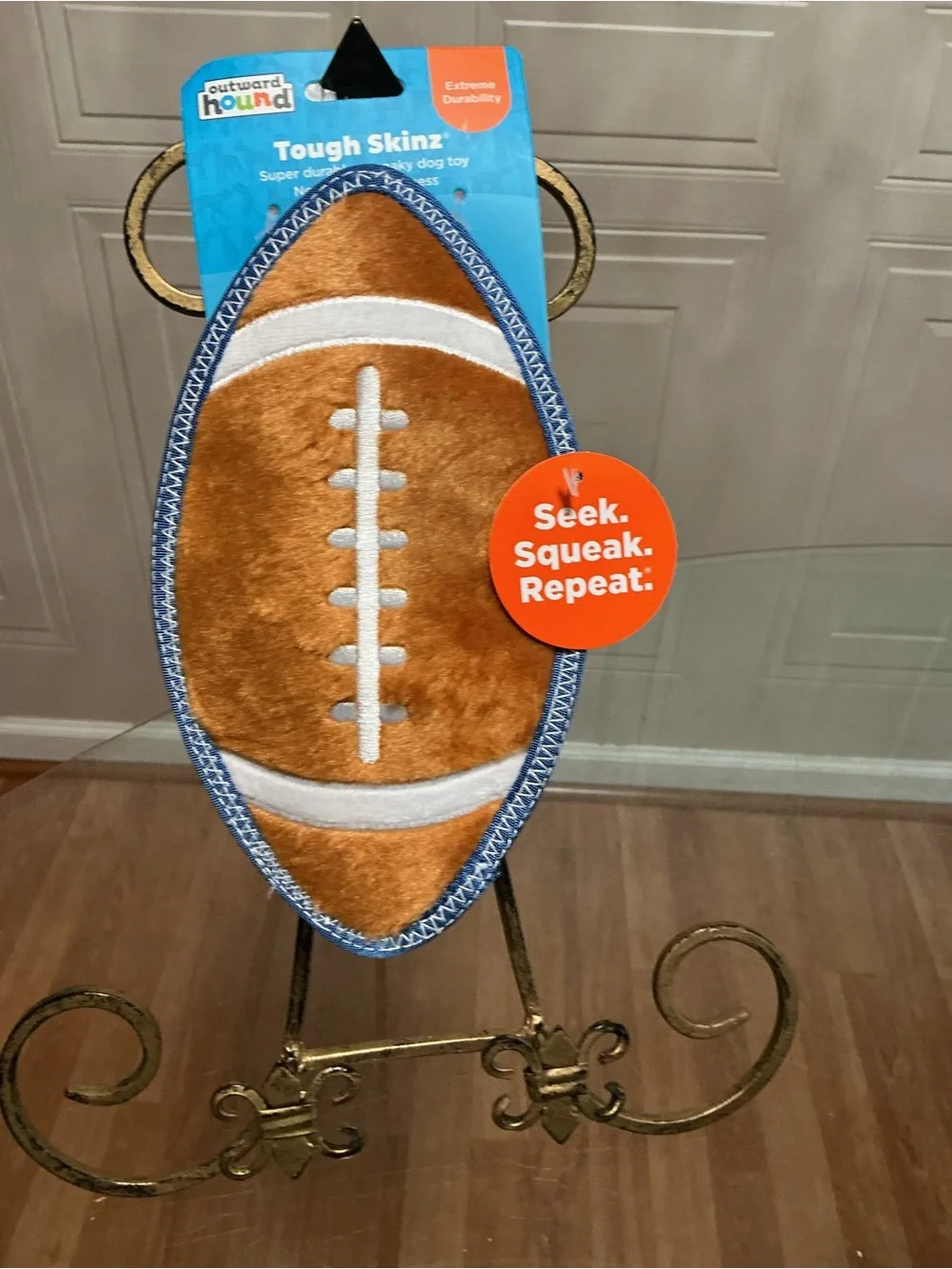 Outward Hound Tough Skinz Plush Football Dog Puppy Toy Durable Squeaky 9”